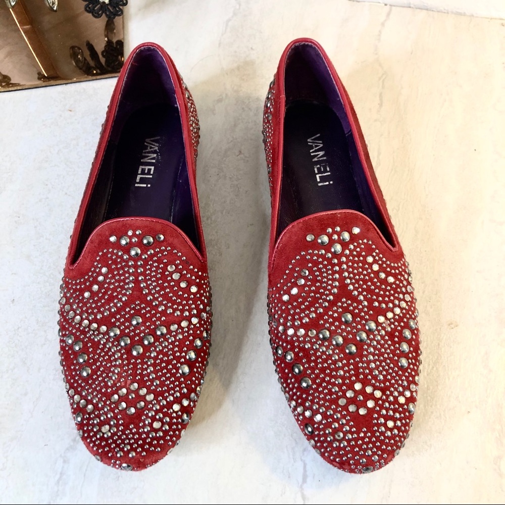 Vaneli red studded loafers